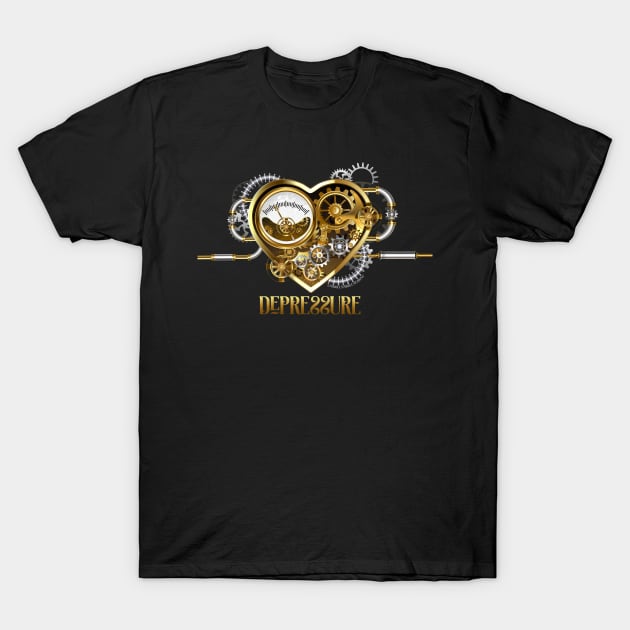 DEPRESSURE Mechanical Heart Steampunk T-Shirt by Dibble Dabble Designs